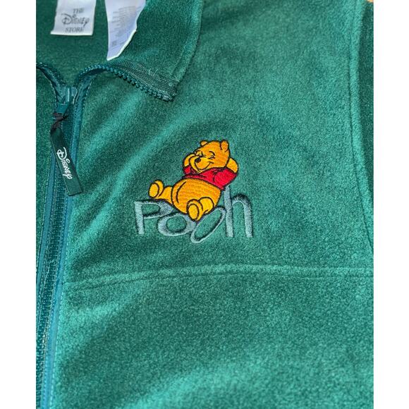 Winnie The Pooh Vintage Green Full Zip Long Sleeve Fleece Jacket Disney Store S - Picture 6 of 6